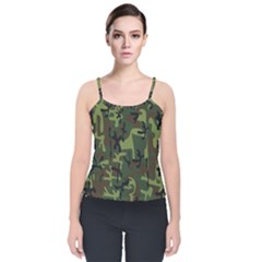 Camouflage-1 Velvet Spaghetti Strap Top by nateshop