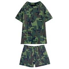 Camouflage-1 Kids  Swim Tee And Shorts Set by nateshop