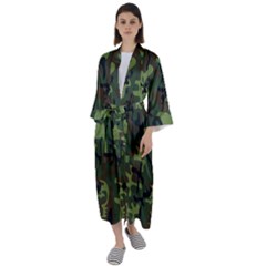 Camouflage-1 Maxi Satin Kimono by nateshop