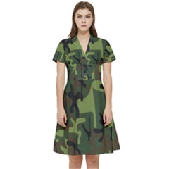 Camouflage-1 Short Sleeve Waist Detail Dress by nateshop