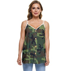 Camouflage-1 Casual Spaghetti Strap Chiffon Top by nateshop