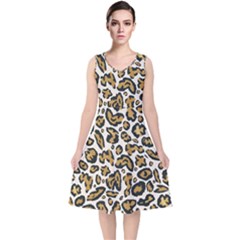 Cheetah V-neck Midi Sleeveless Dress  by nateshop