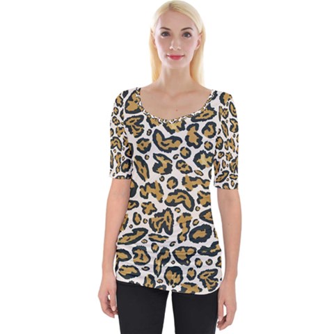 Cheetah Wide Neckline Tee by nateshop