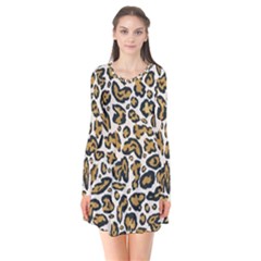 Cheetah Long Sleeve V-neck Flare Dress by nateshop