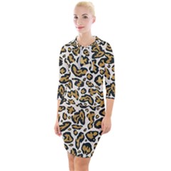 Cheetah Quarter Sleeve Hood Bodycon Dress by nateshop