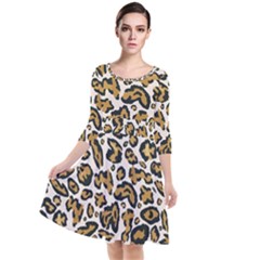 Cheetah Quarter Sleeve Waist Band Dress by nateshop