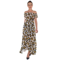 Cheetah Off Shoulder Open Front Chiffon Dress by nateshop