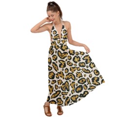 Cheetah Backless Maxi Beach Dress by nateshop