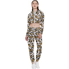 Cheetah Cropped Zip Up Lounge Set by nateshop