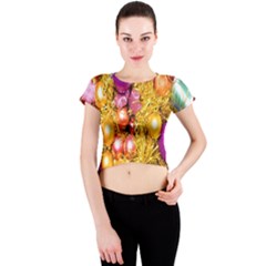 Christmas Decoration Ball 2 Crew Neck Crop Top by artworkshop