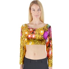 Christmas Decoration Ball 2 Long Sleeve Crop Top by artworkshop