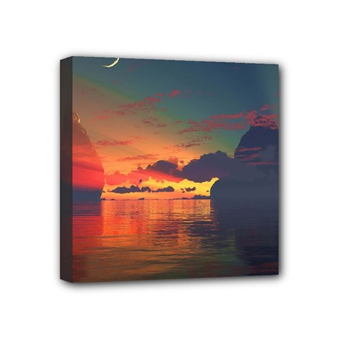 Digital Art Artwork Fantasy Landscape Sky Nature Mini Canvas 4  x 4  (Stretched)