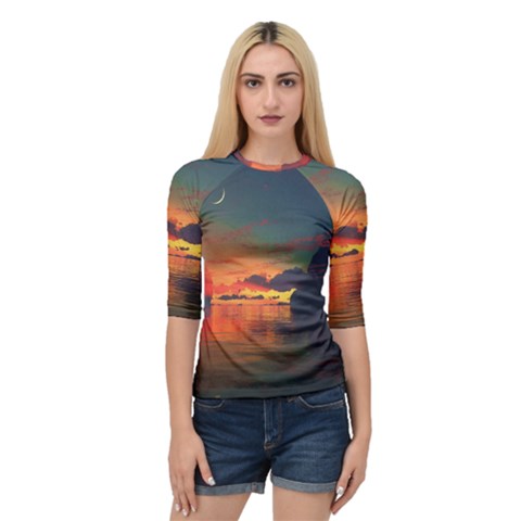 Digital Art Artwork Fantasy Landscape Sky Nature Quarter Sleeve Raglan Tee by danenraven