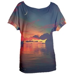 Digital Art Artwork Fantasy Landscape Sky Nature Women s Oversized Tee