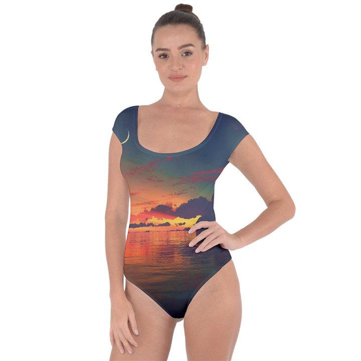 Digital Art Artwork Fantasy Landscape Sky Nature Short Sleeve Leotard 