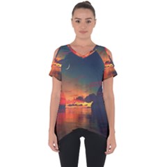 Digital Art Artwork Fantasy Landscape Sky Nature Cut Out Side Drop Tee