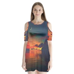 Digital Art Artwork Fantasy Landscape Sky Nature Shoulder Cutout Velvet One Piece