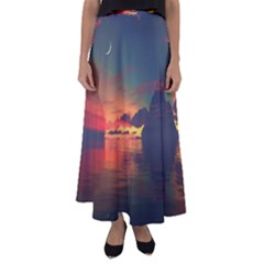 Digital Art Artwork Fantasy Landscape Sky Nature Flared Maxi Skirt