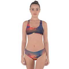 Digital Art Artwork Fantasy Landscape Sky Nature Criss Cross Bikini Set