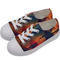 Digital Art Artwork Fantasy Landscape Sky Nature Kids  Low Top Canvas Sneakers