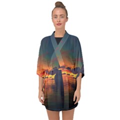 Digital Art Artwork Fantasy Landscape Sky Nature Half Sleeve Chiffon Kimono