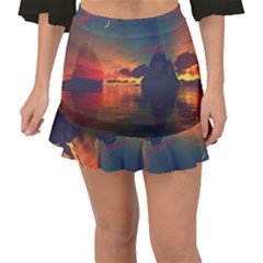 Digital Art Artwork Fantasy Landscape Sky Nature Fishtail Mini Chiffon Skirt