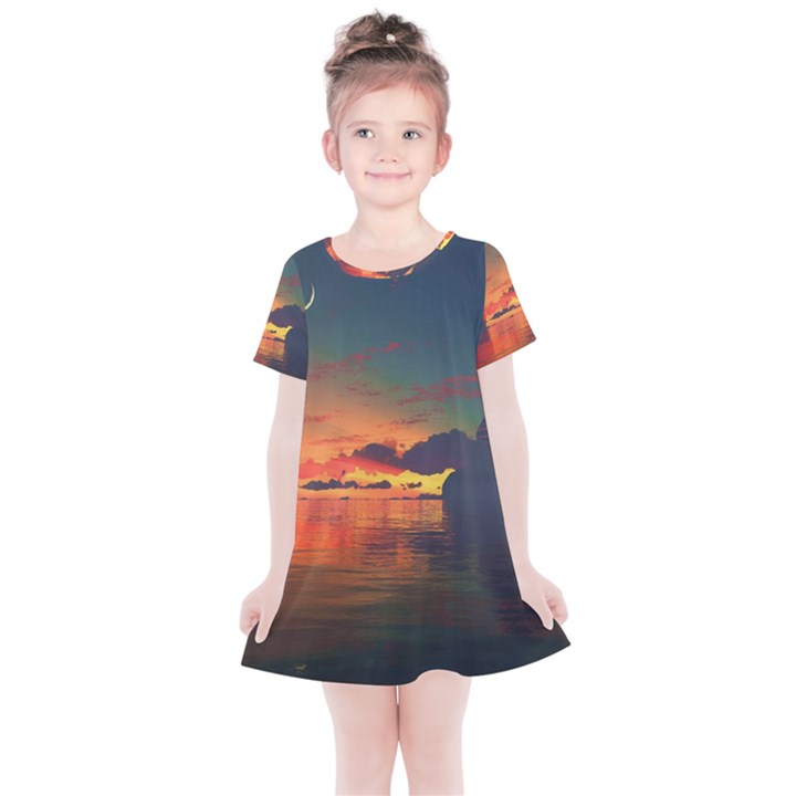 Digital Art Artwork Fantasy Landscape Sky Nature Kids  Simple Cotton Dress