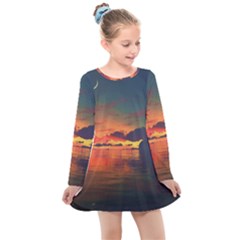 Digital Art Artwork Fantasy Landscape Sky Nature Kids  Long Sleeve Dress