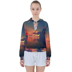 Digital Art Artwork Fantasy Landscape Sky Nature Women s Tie Up Sweat