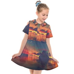 Digital Art Artwork Fantasy Landscape Sky Nature Kids  Short Sleeve Shirt Dress