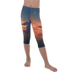 Digital Art Artwork Fantasy Landscape Sky Nature Kids  Lightweight Velour Capri Leggings 