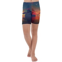 Digital Art Artwork Fantasy Landscape Sky Nature Kids  Lightweight Velour Capri Yoga Leggings