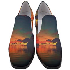 Digital Art Artwork Fantasy Landscape Sky Nature Women Slip On Heel Loafers