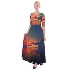 Digital Art Artwork Fantasy Landscape Sky Nature Half Sleeves Maxi Dress