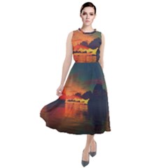 Digital Art Artwork Fantasy Landscape Sky Nature Round Neck Boho Dress