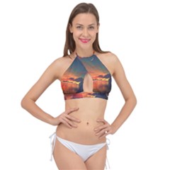 Digital Art Artwork Fantasy Landscape Sky Nature Cross Front Halter Bikini Top