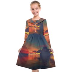 Digital Art Artwork Fantasy Landscape Sky Nature Kids  Midi Sailor Dress