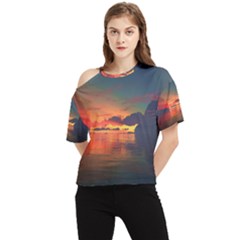 Digital Art Artwork Fantasy Landscape Sky Nature One Shoulder Cut Out Tee