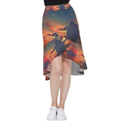 Digital Art Artwork Fantasy Landscape Sky Nature Frill Hi Low Chiffon Skirt