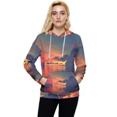 Digital Art Artwork Fantasy Landscape Sky Nature Women s Lightweight Drawstring Hoodie