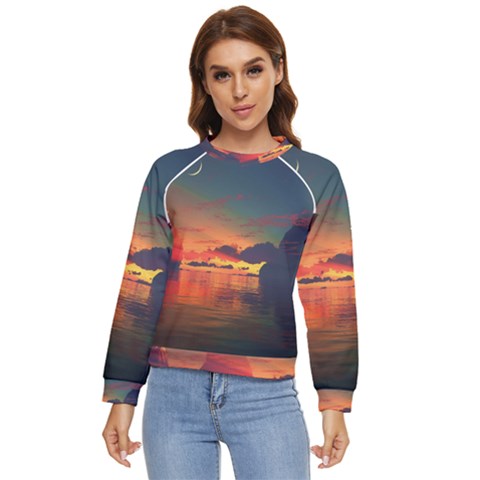 Digital Art Artwork Fantasy Landscape Sky Nature Women s Long Sleeve Raglan Tee by danenraven