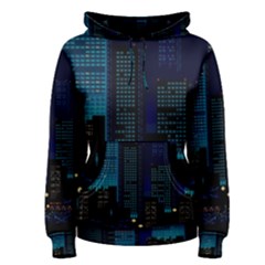 City Building Pixel Art Vaporwave Women s Pullover Hoodie by danenraven