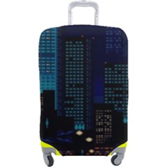 City Building Pixel Art Vaporwave Luggage Cover (large) by danenraven