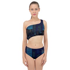 City Building Pixel Art Vaporwave Spliced Up Two Piece Swimsuit by danenraven