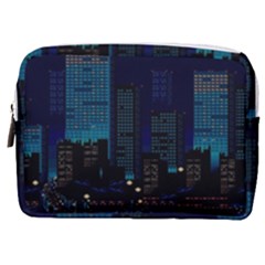 City Building Pixel Art Vaporwave Make Up Pouch (medium) by danenraven