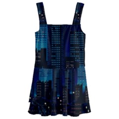 City Building Pixel Art Vaporwave Kids  Layered Skirt Swimsuit by danenraven