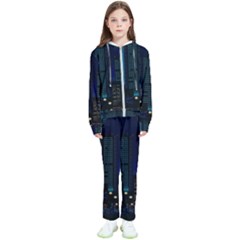 City Building Pixel Art Vaporwave Kids  Tracksuit by danenraven