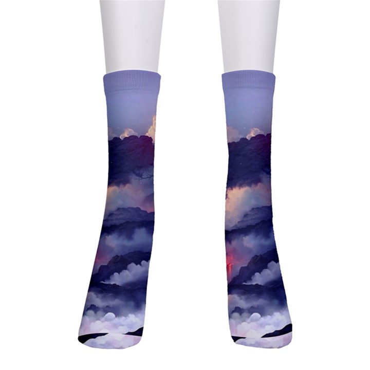 Cherry Blossom Tree On Cliff Digital Wallpaper Cherry Blossom On Cliff Mountain Nature Crew Socks