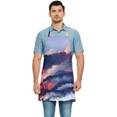 Cherry Blossom Tree On Cliff Digital Wallpaper Cherry Blossom On Cliff Mountain Nature Kitchen Apron by danenraven