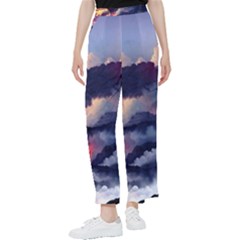 Cherry Blossom Tree On Cliff Digital Wallpaper Cherry Blossom On Cliff Mountain Nature Women s Pants 